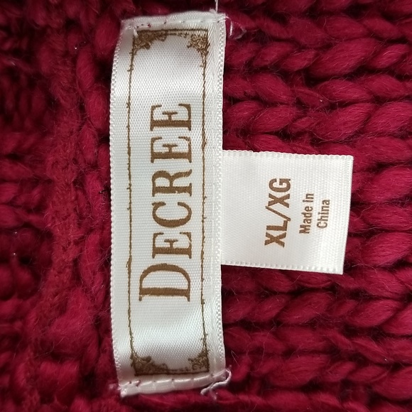 XL Decree Women's Wine Metallic Large Weave Sweater Academia Short Sleeved Wool - Picture 2 of 7